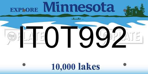 IT0T992 Minnesota License Plate
