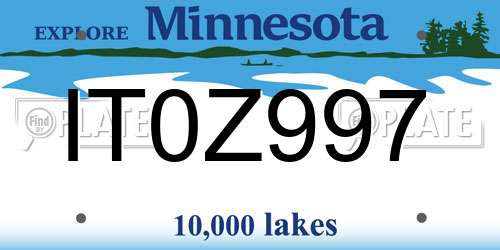 IT0Z997 Minnesota License Plate