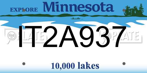 IT2A937 Minnesota License Plate