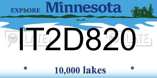 IT2D820 Minnesota License Plate