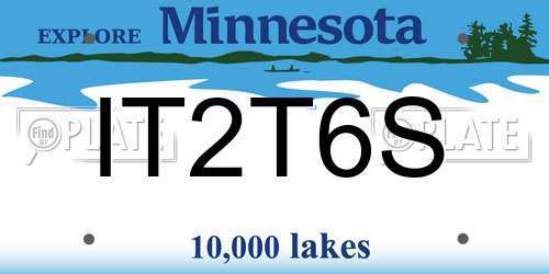 IT2T6S Minnesota License Plate