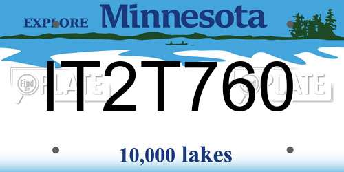 IT2T760 Minnesota License Plate