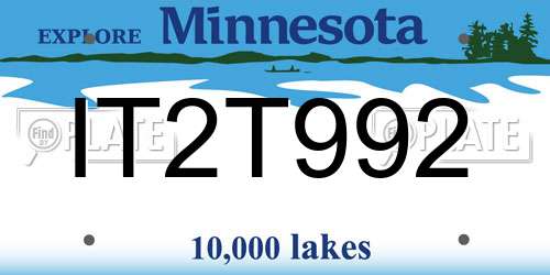 IT2T992 Minnesota License Plate
