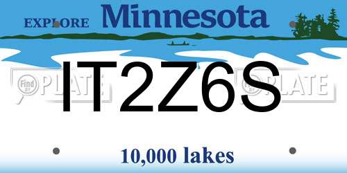 IT2Z6S Minnesota License Plate