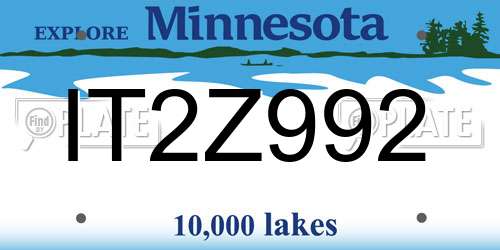 IT2Z992 Minnesota License Plate