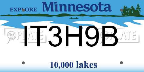 IT3H9B Minnesota License Plate