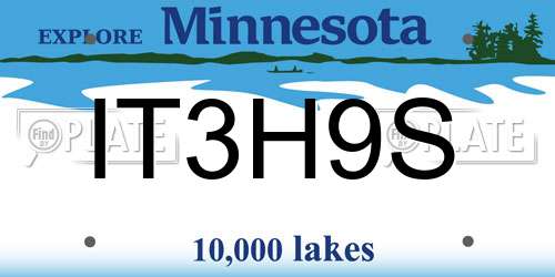 IT3H9S Minnesota License Plate
