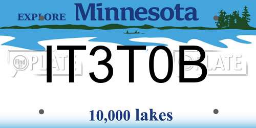 IT3T0B Minnesota License Plate