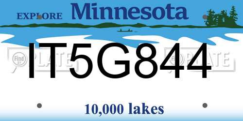 IT5G844 Minnesota License Plate