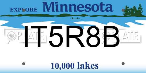 IT5R8B Minnesota License Plate