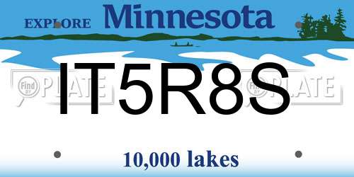 IT5R8S Minnesota License Plate