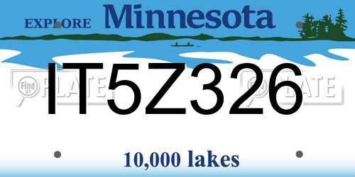 IT5Z326 Minnesota License Plate