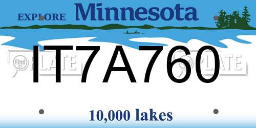 IT7A760 Minnesota License Plate