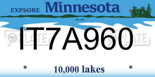 IT7A960 Minnesota License Plate