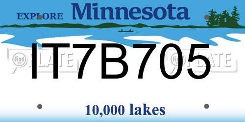 IT7B705 Minnesota License Plate
