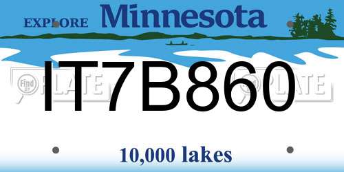 IT7B860 Minnesota License Plate