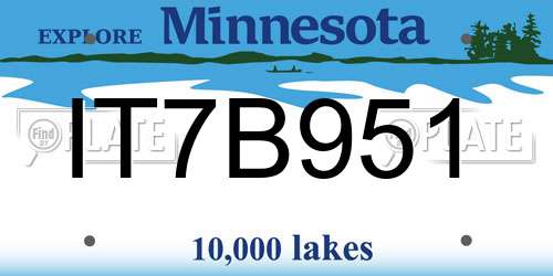 IT7B951 Minnesota License Plate