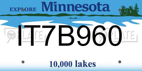 IT7B960 Minnesota License Plate