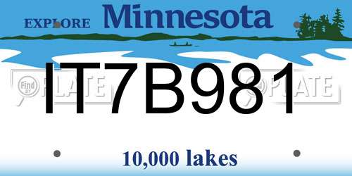 IT7B981 Minnesota License Plate