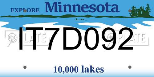 IT7D092 Minnesota License Plate