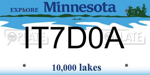 IT7D0A Minnesota License Plate