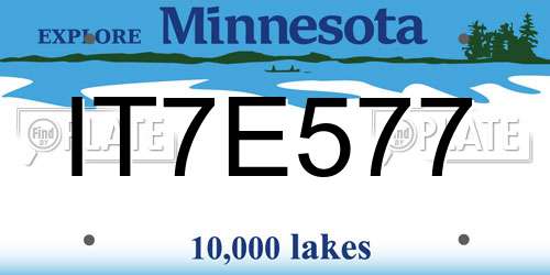 IT7E577 Minnesota License Plate