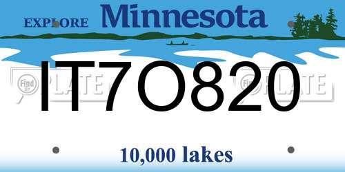 IT7O820 Minnesota License Plate