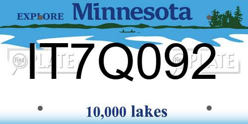 IT7Q092 Minnesota License Plate