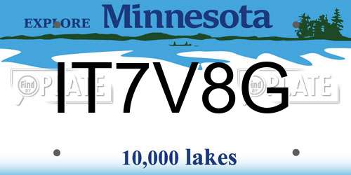 IT7V8G Minnesota License Plate
