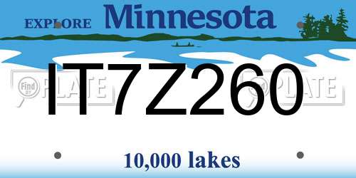 IT7Z260 Minnesota License Plate