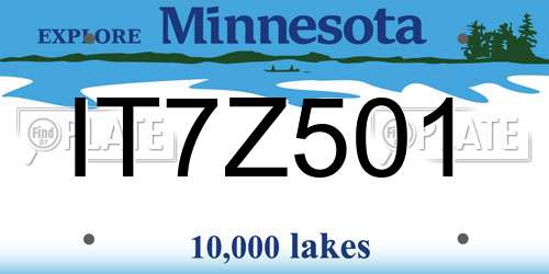 IT7Z501 Minnesota License Plate