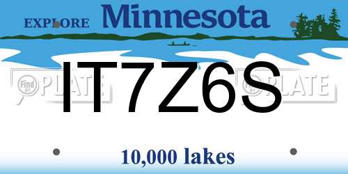 IT7Z6S Minnesota License Plate