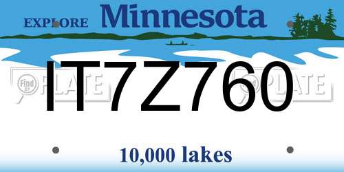 IT7Z760 Minnesota License Plate