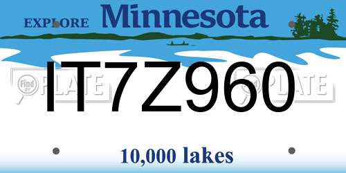IT7Z960 Minnesota License Plate