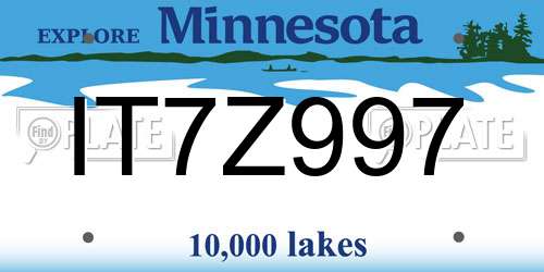 IT7Z997 Minnesota License Plate
