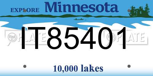 IT85401 Minnesota License Plate