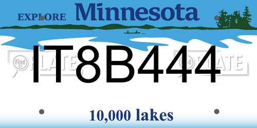 IT8B444 Minnesota License Plate