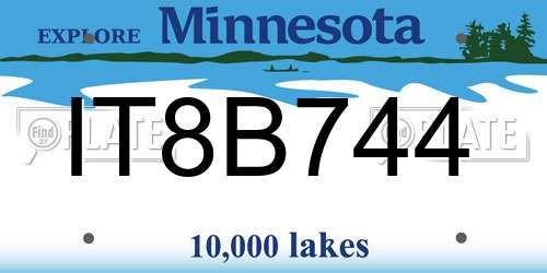 IT8B744 Minnesota License Plate