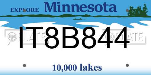 IT8B844 Minnesota License Plate