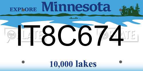 IT8C674 Minnesota License Plate