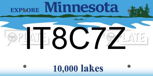 IT8C7Z Minnesota License Plate