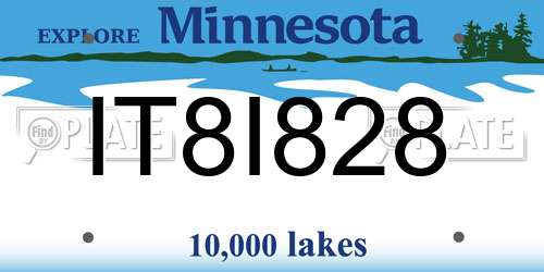 IT8I828 Minnesota License Plate