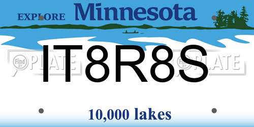 IT8R8S Minnesota License Plate