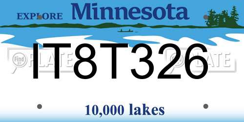 IT8T326 Minnesota License Plate