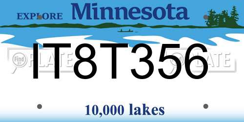 IT8T356 Minnesota License Plate