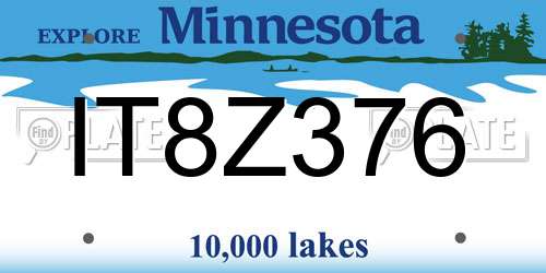 IT8Z376 Minnesota License Plate