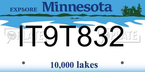 IT9T832 Minnesota License Plate