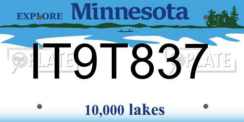 IT9T837 Minnesota License Plate