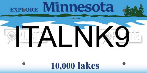 ITALNK9 Minnesota License Plate