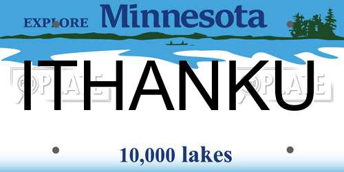 ITHANKU Minnesota License Plate